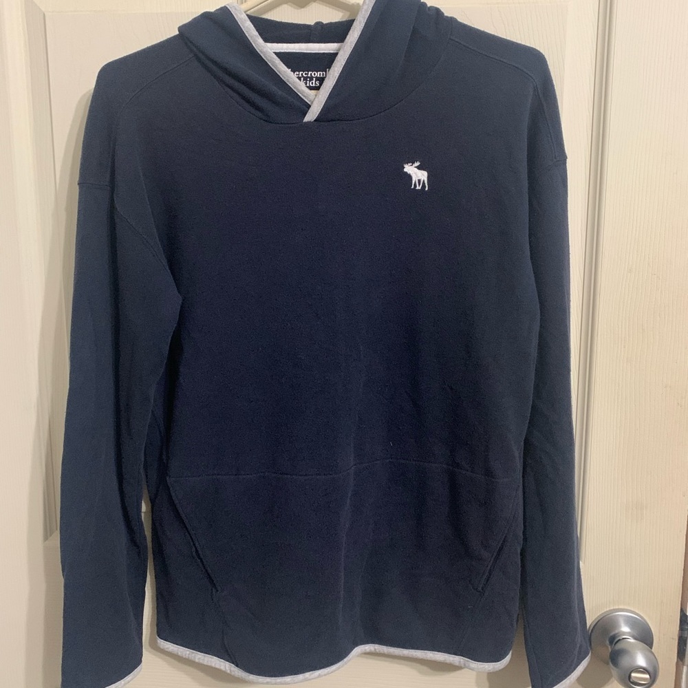 ❤️❤️Abercrombie kids knit hoodie Long Sleeve  Blue Size 13/14 kangaroo pocket